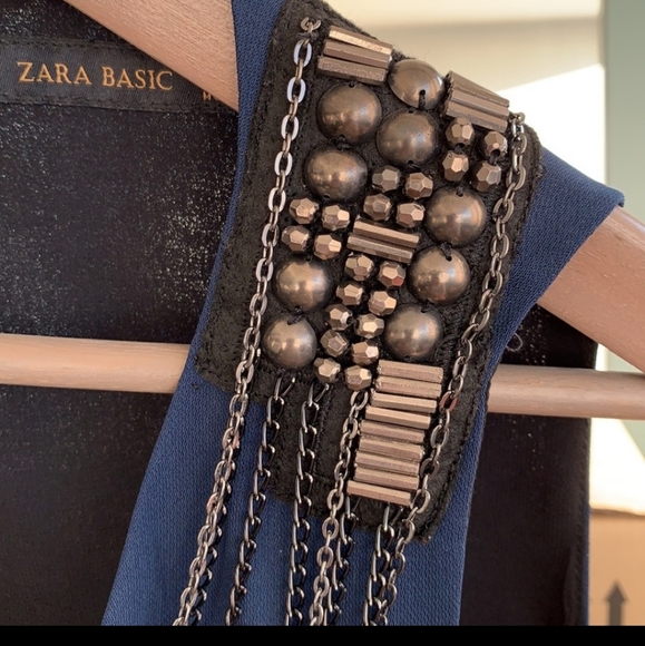 NWOT Zara Navy Romper with chains - Picture 5 of 8